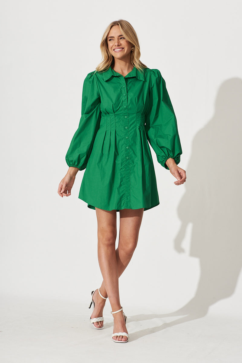 Geneva Dress In Green Cotton St Frock