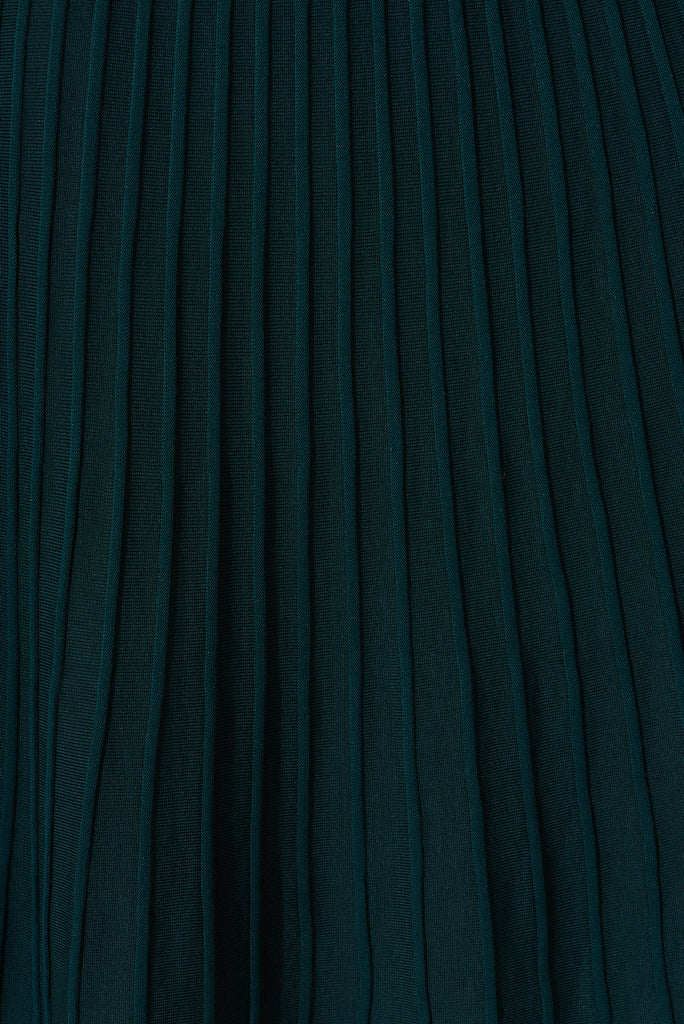 Albi Midi Knit Dress In Emerald Cotton Blend - fabric