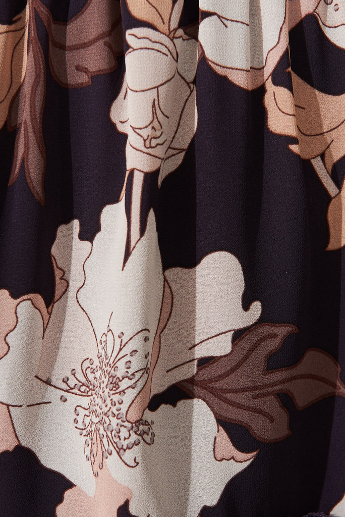 Vittie Dress In Mauve With Blush Floral Chiffon - fabric