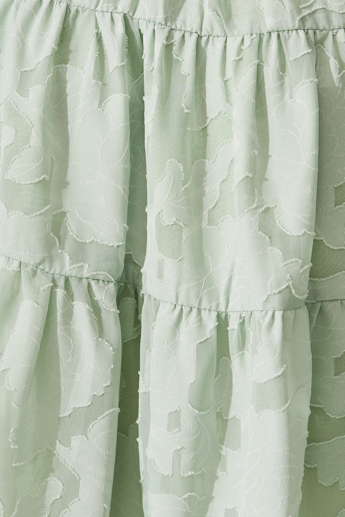 Celestia Shirt Dress In Sage Burnout Chiffon - fabric