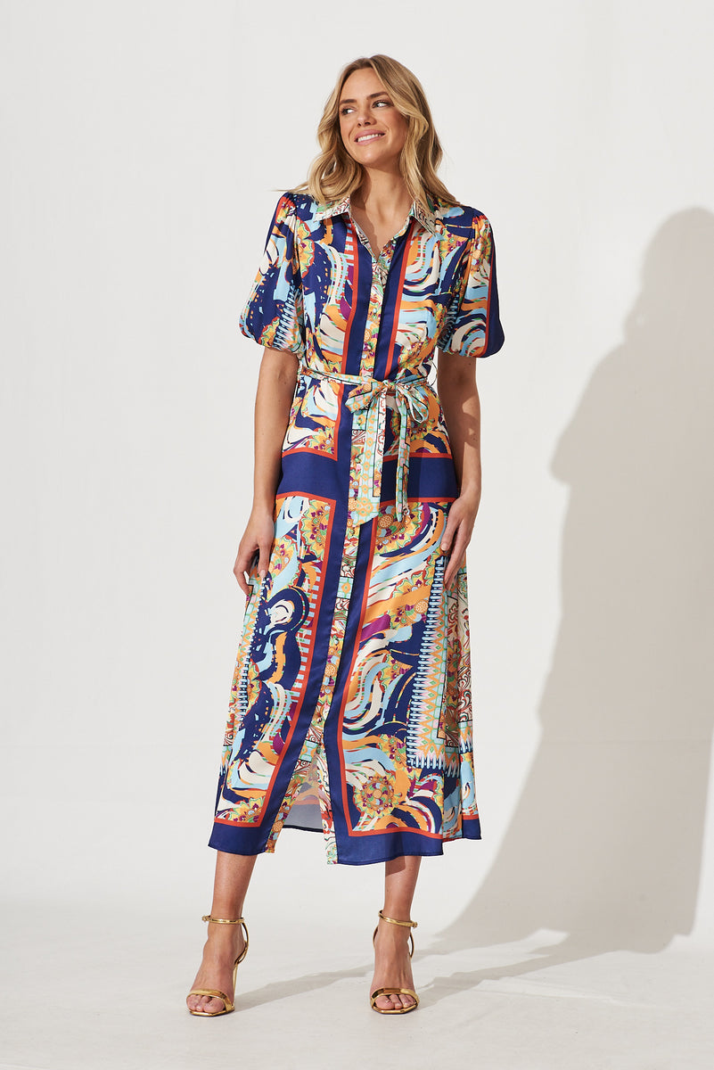 Arien Maxi Dress in Navy Multi Print
