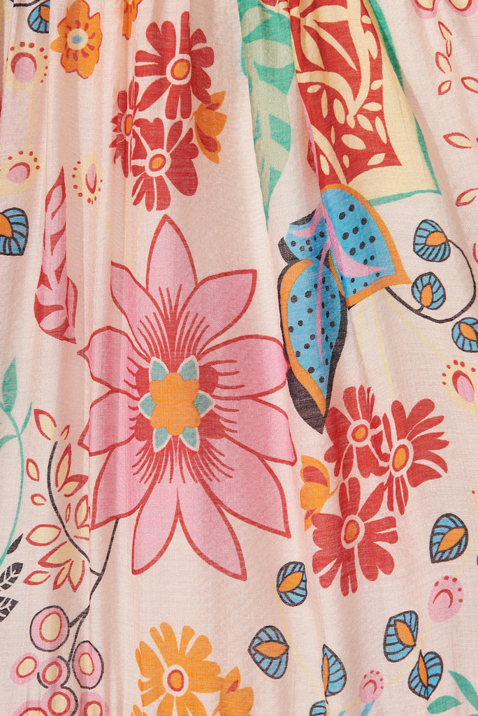 Khalo Dress In Bright Multi Floral Print - fabric