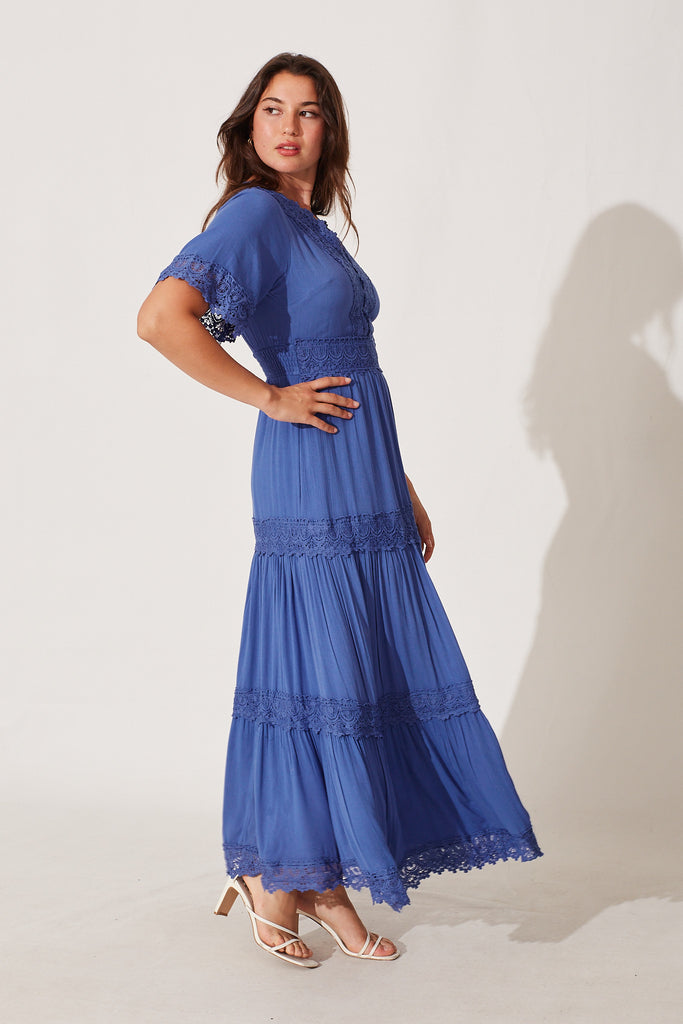Mona Maxi Dress In Blue - side