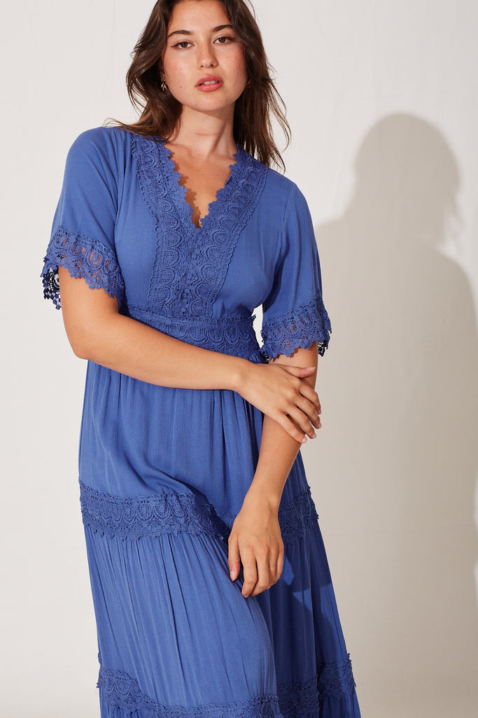 Mona Maxi Dress In Blue - front
