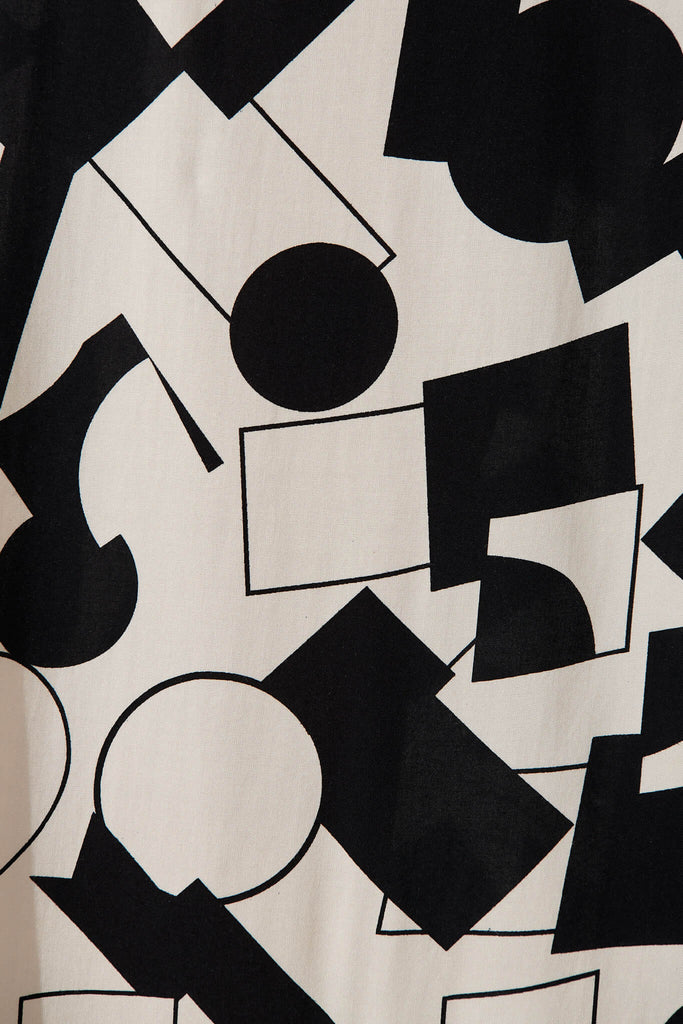 Mariah Pant In Cream With Black Geometric Print - fabric
