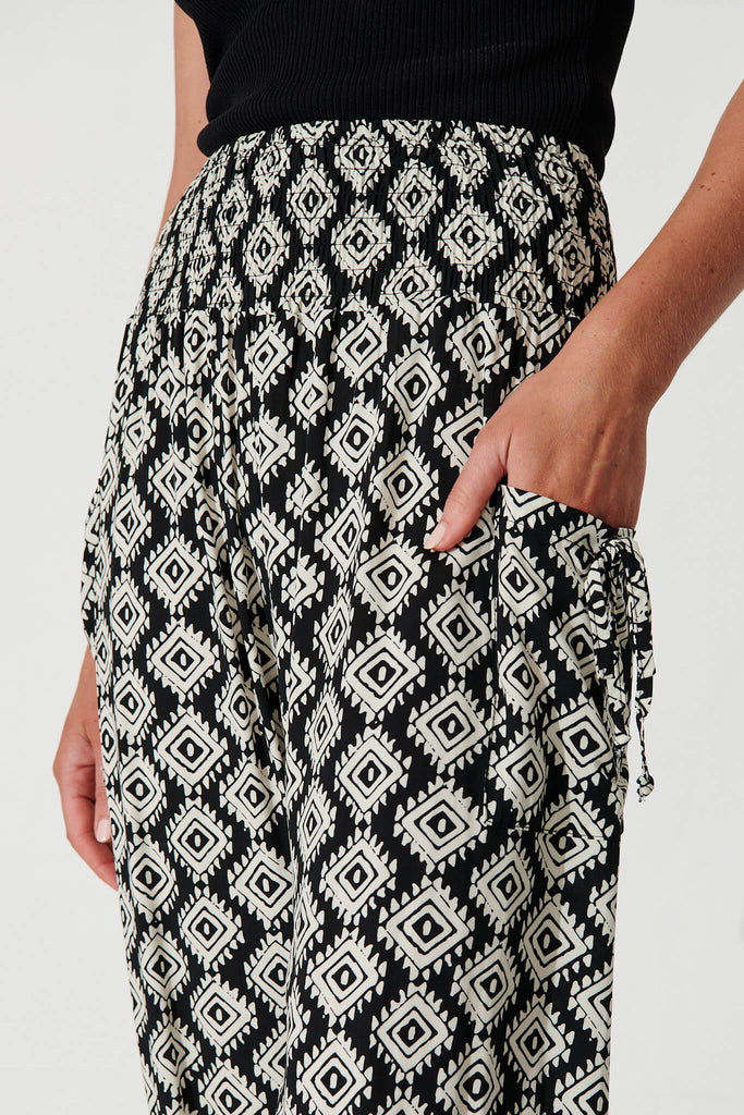 Gabby Lounge Pants In Black And White Tile Print - detail