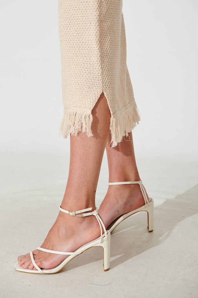 Gracey Midi Knit Skirt In Beige Cotton - detail