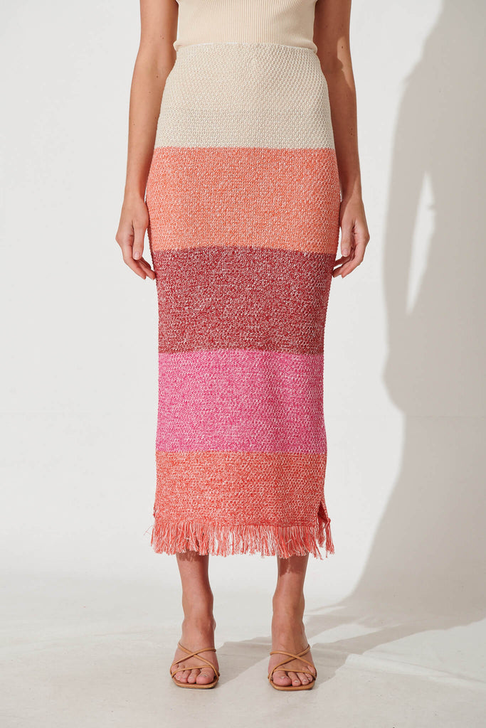 Gracey Knit Skirt In Pink Multi Cotton - front