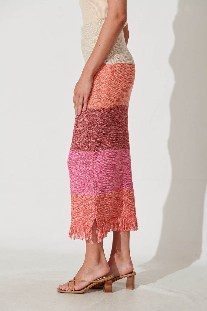 Gracey Knit Skirt In Pink Multi Cotton - side