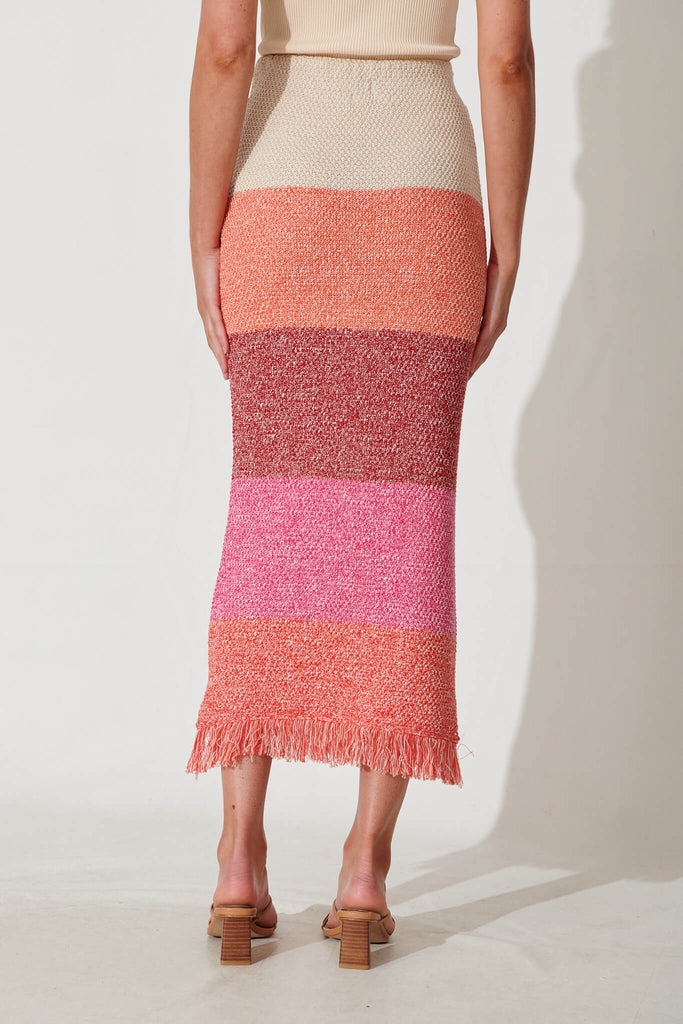 Gracey Knit Skirt In Pink Multi Cotton - back