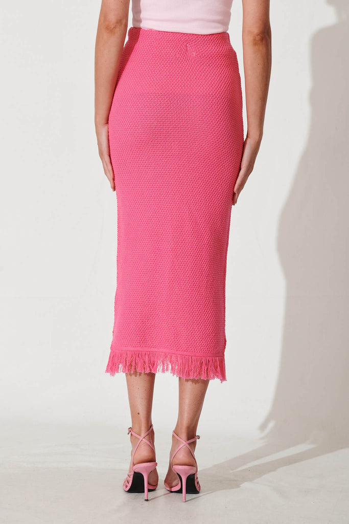 Gracey Midi Knit Skirt In Pink Cotton - back