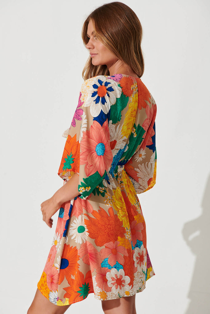 Ava Dress In Bright Multi Floral - back