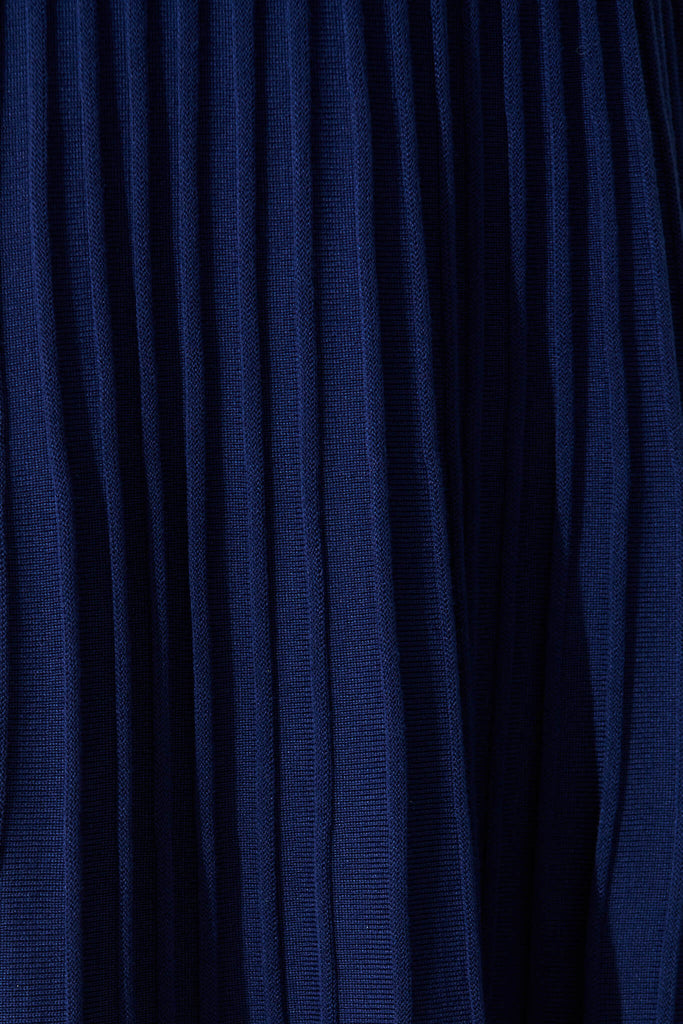 Albi Midi Knit Dress In Navy Cotton Blend - fabric