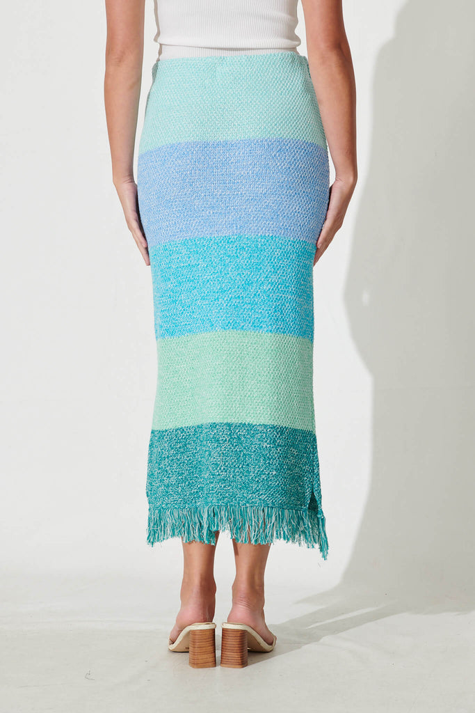 Gracey Midi Knit Skirt In Blue Multi Cotton - back