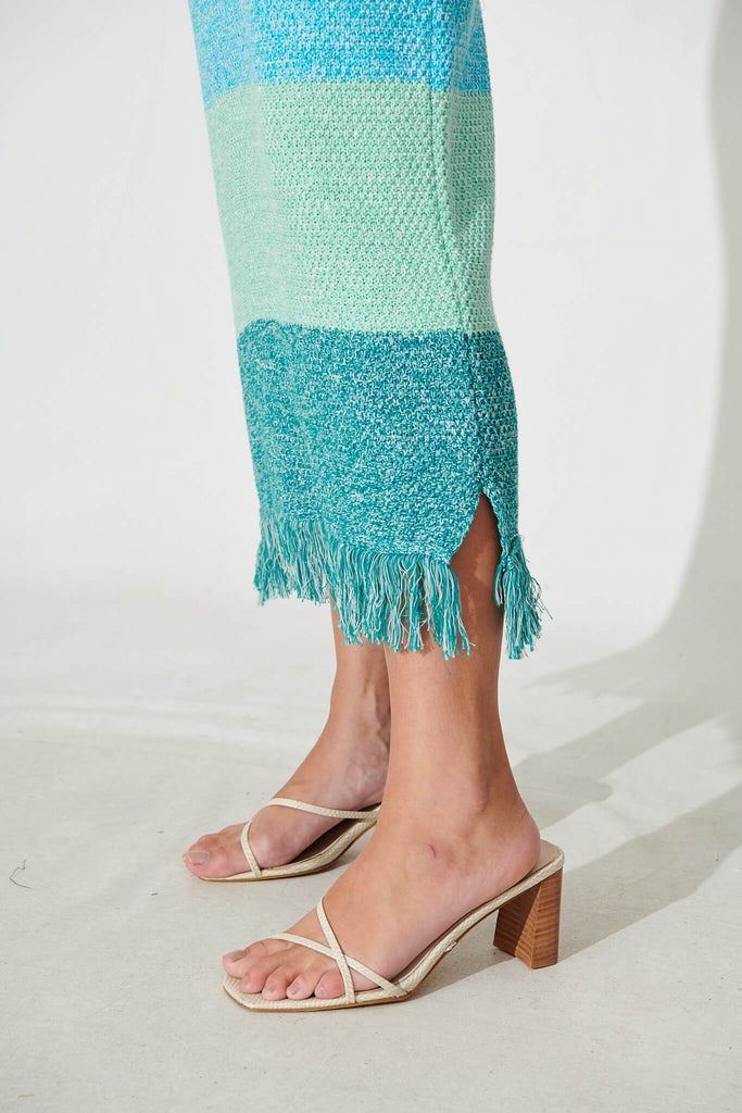 Gracey Midi Knit Skirt In Blue Multi Cotton - detail
