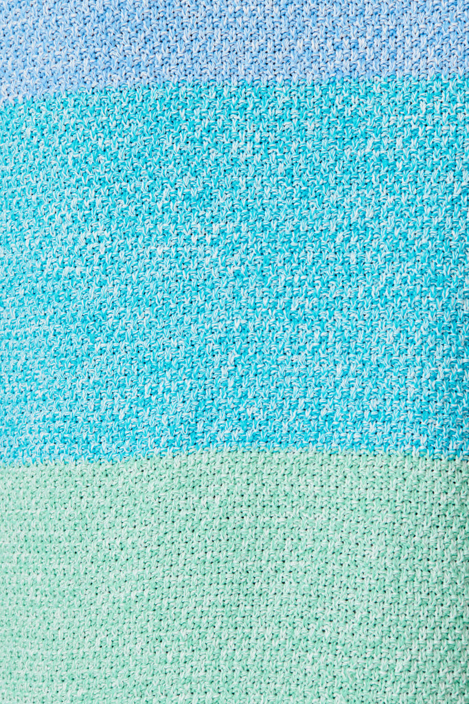 Gracey Midi Knit Skirt In Blue Multi Cotton - fabric