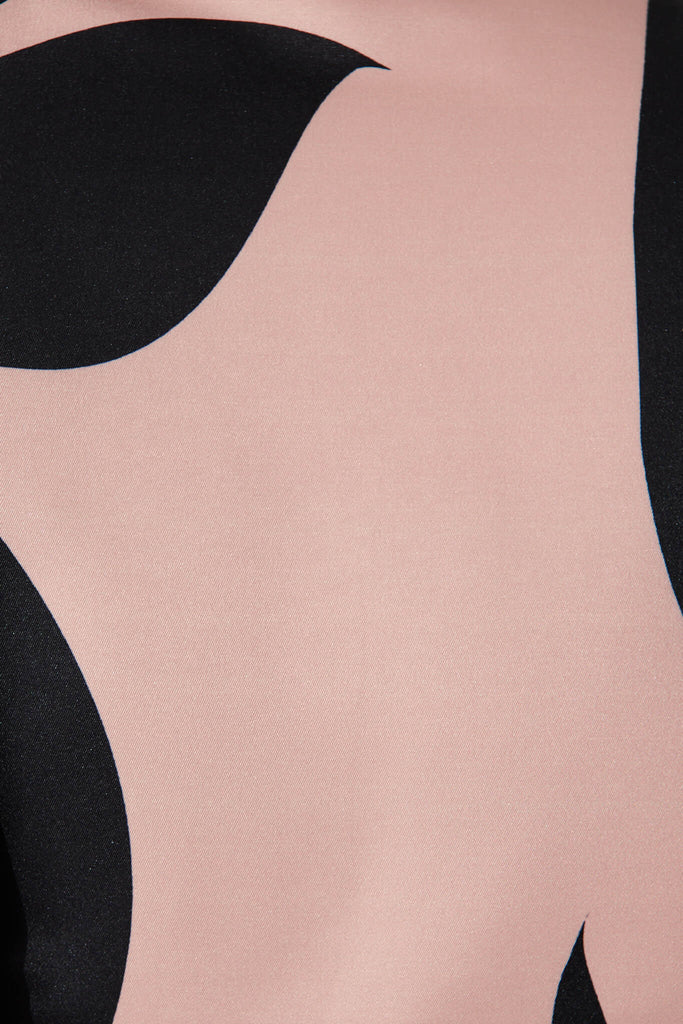 Malone Midi Shirt Dress In Mocha With Black Print - fabric