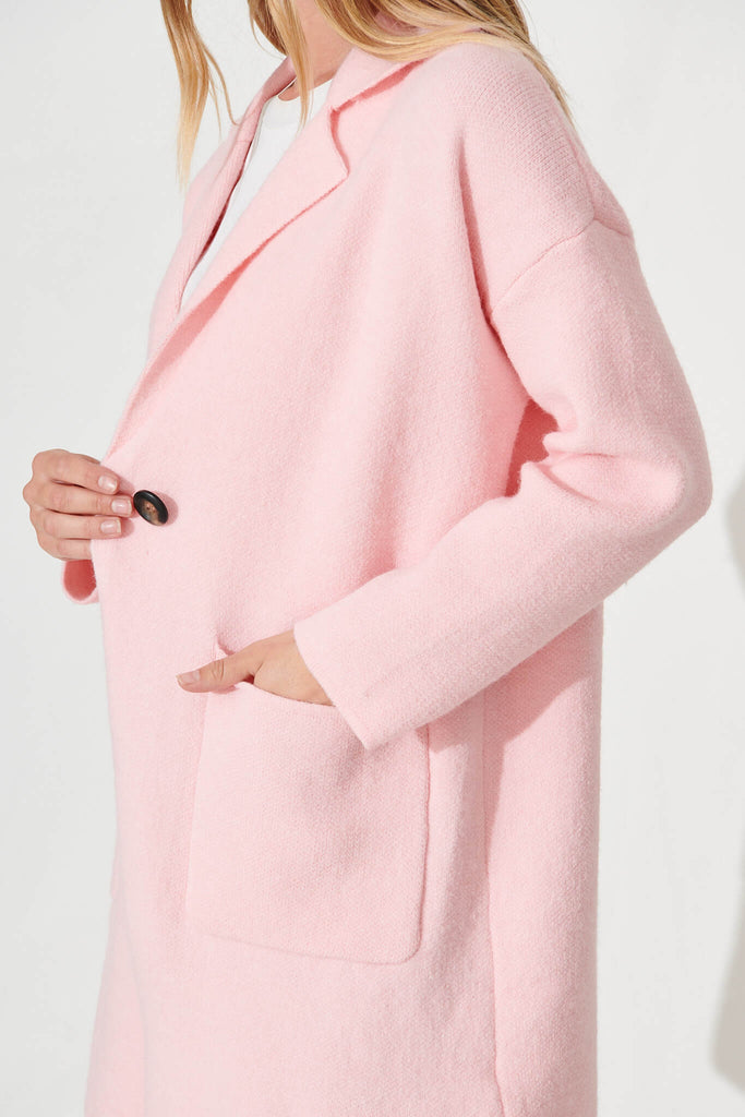 Kimberly Knit Coatigan In Pink Wool Blend - detail