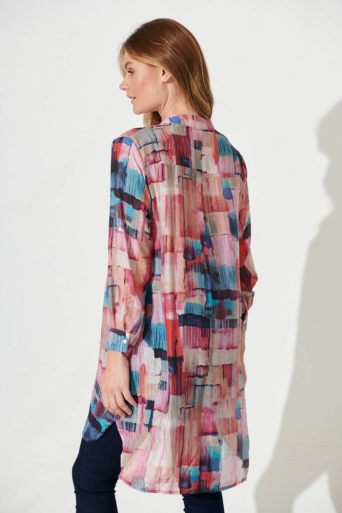 Connelly Shirt In Pink With Multi Print - back