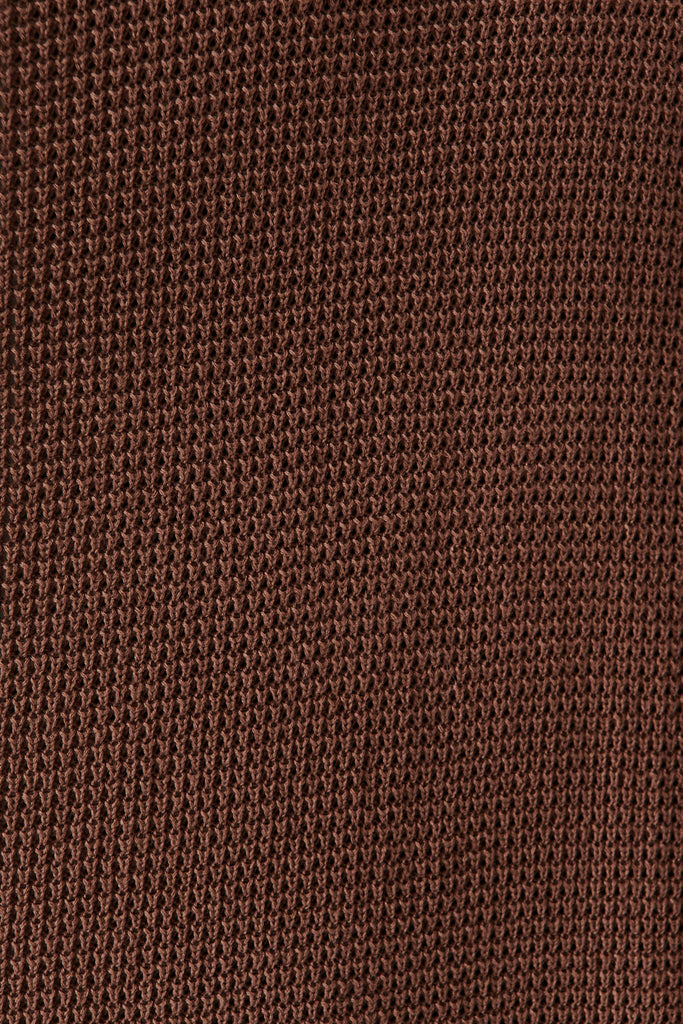 Zellweger Longline Knit Cardigan In Brown Cotton Blend - fabric