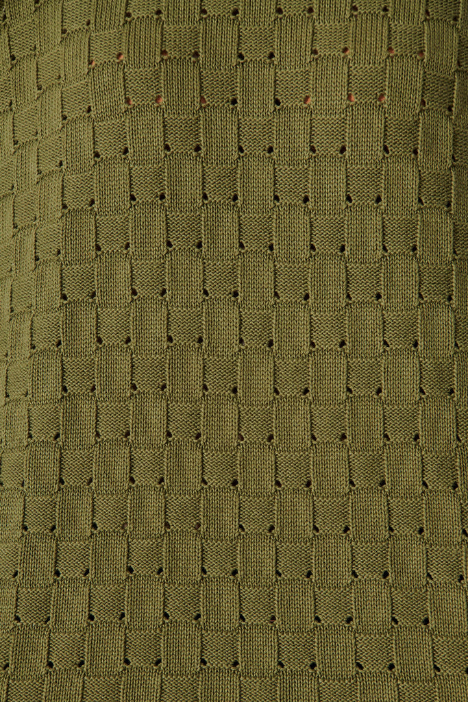 Midler Knit In Khaki Basket Weave Cotton Blend - fabric