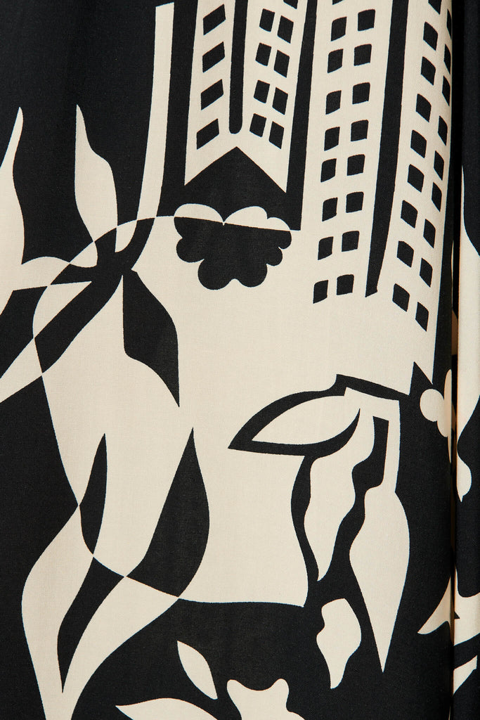 Mariah Pant In Black And Cream Print - fabric