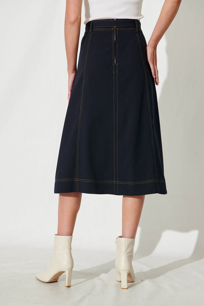 Johansson Midi Skirt In Navy - back