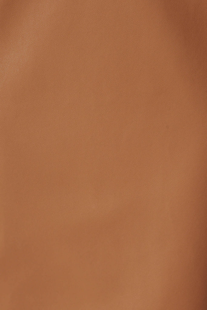 Riva Midi Skirt In Tan Leatherette - fabric