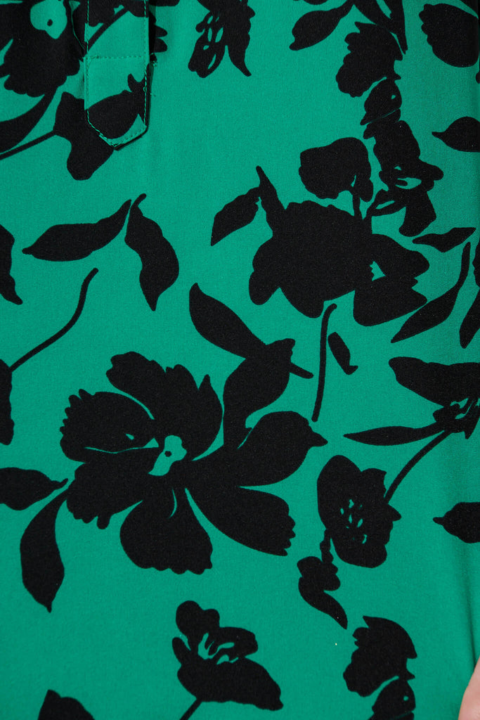 Isa Top In Green With Black Floral - fabric
