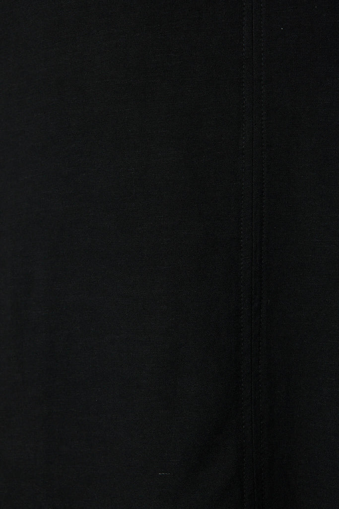 Moto Dress In Black Cotton Linen - fabric