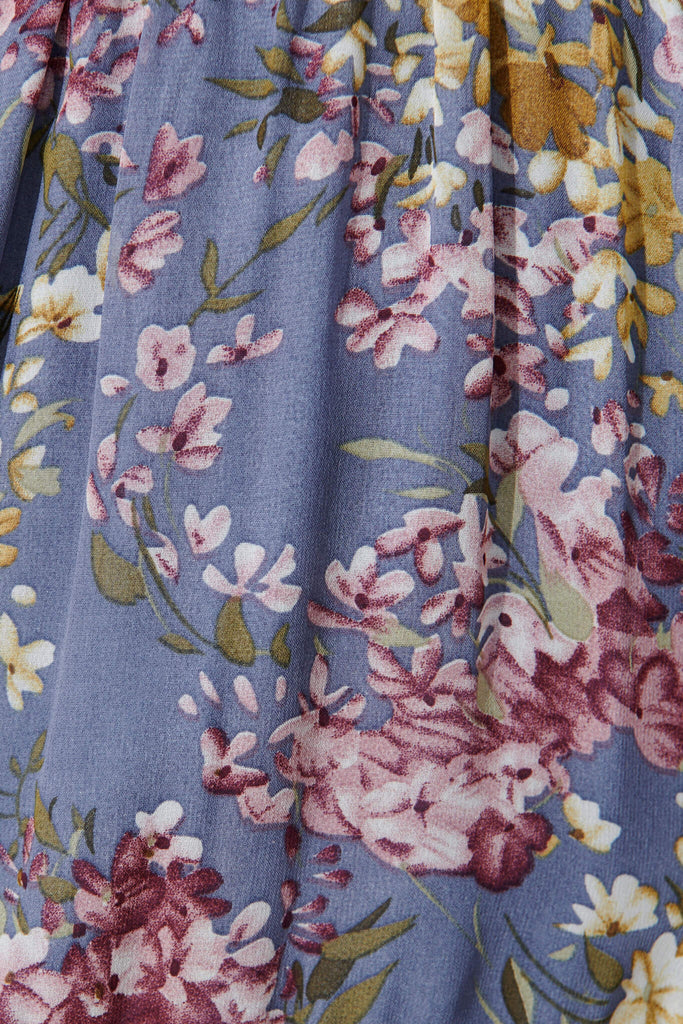 Alexis Maxi Dress In Grey Floral Chiffon - fabric