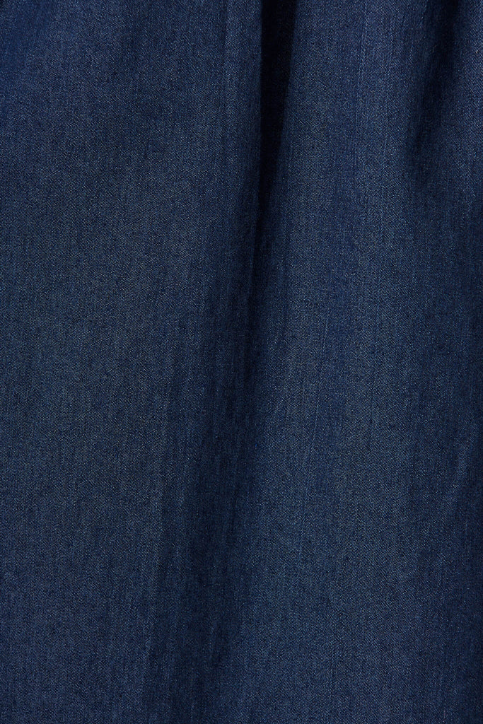 Aria Midi Dress In Dark Blue Denim - fabric