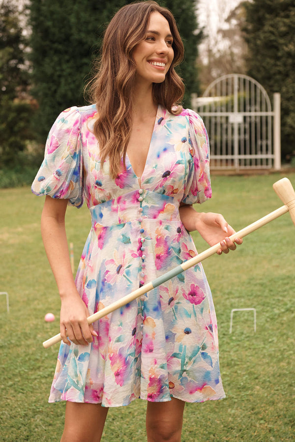 Clarissa Dress In Pastel Watercolour Floral – St Frock