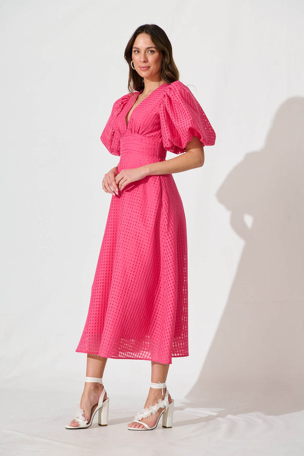 Organza Dark Pink Long Maxi Dress
