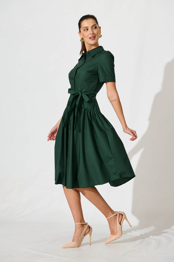 Rosemarie Midi Dress in Emerald with Abstract Print main image 1