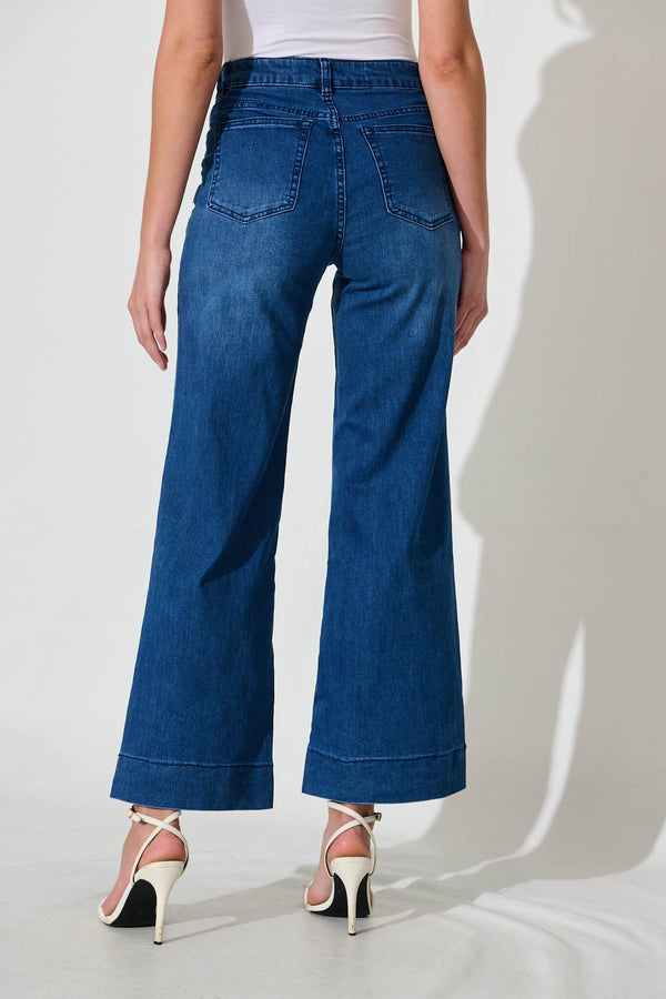 Juan High Rise Wide Leg Jean In Light Blue Denim