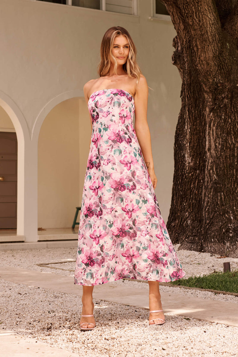 Mon Cherie Maxi Dress in Multi Pink Floral Organza – St Frock