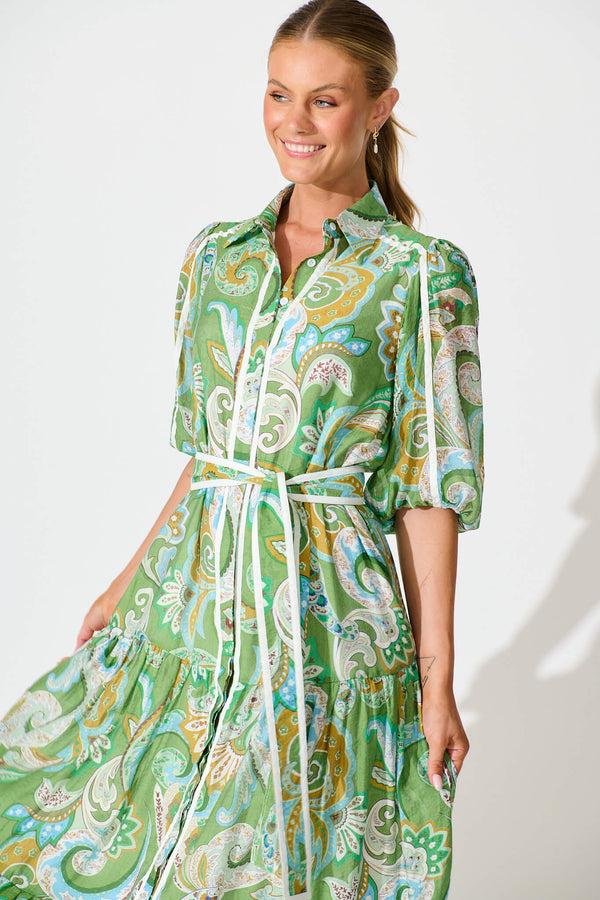 Dion Maxi Shirt Dress In Multi Pink Print main image 0