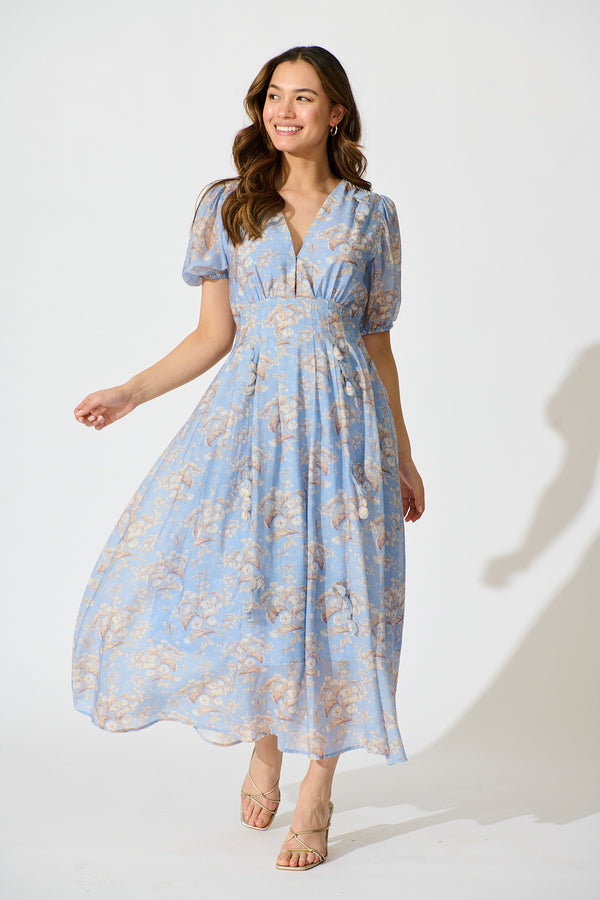 Faded Botanica Maxi Dress in Blue Floral