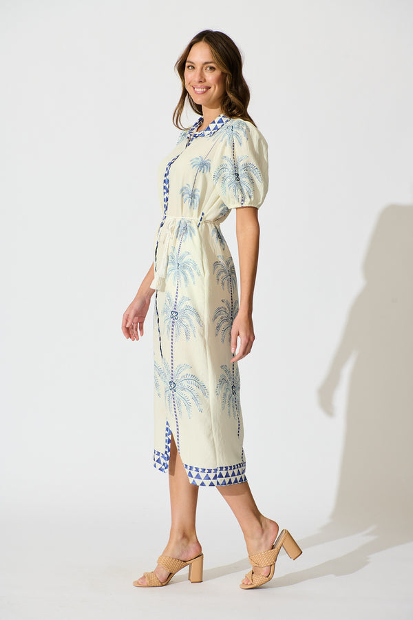 Navarro Midi Dress - Palm Stripe