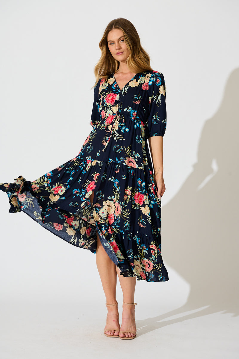 Jolanta Midi Dress Navy Multi Floral St Frock jolanta-midi-dress-navy-multi-floral-st-frock