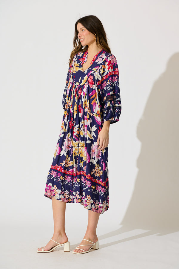 Covey Midi Dress Navy Multi Floral St Frock covey-midi-dress-navy-multi-floral-st-frock
