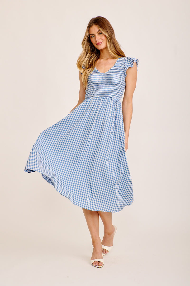 Navy MADISONBLUEGingham Jeannie GINGHAM FIT & FLARE DRESS