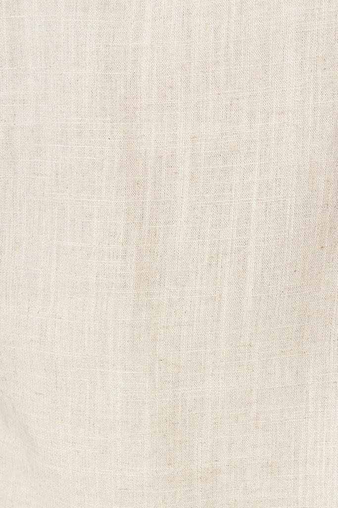Rejina Top In Oatmeal Linen Blend - fabric