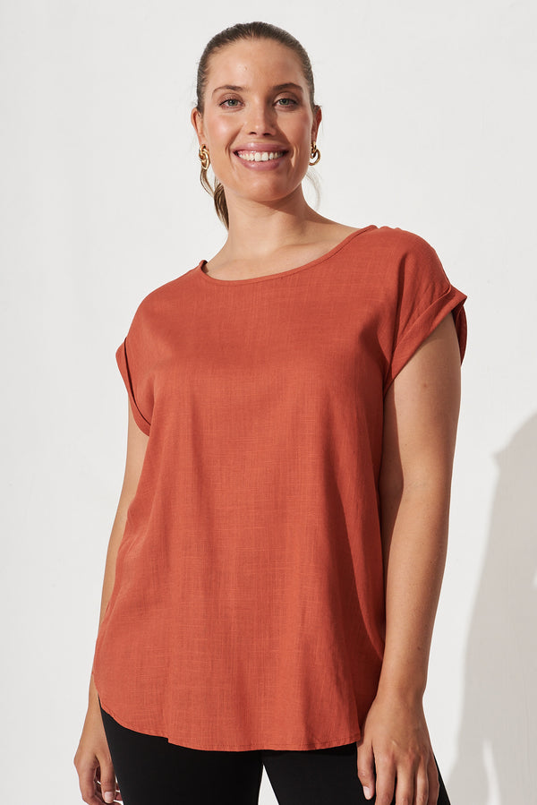 Rejina Top In Black Linen Blend