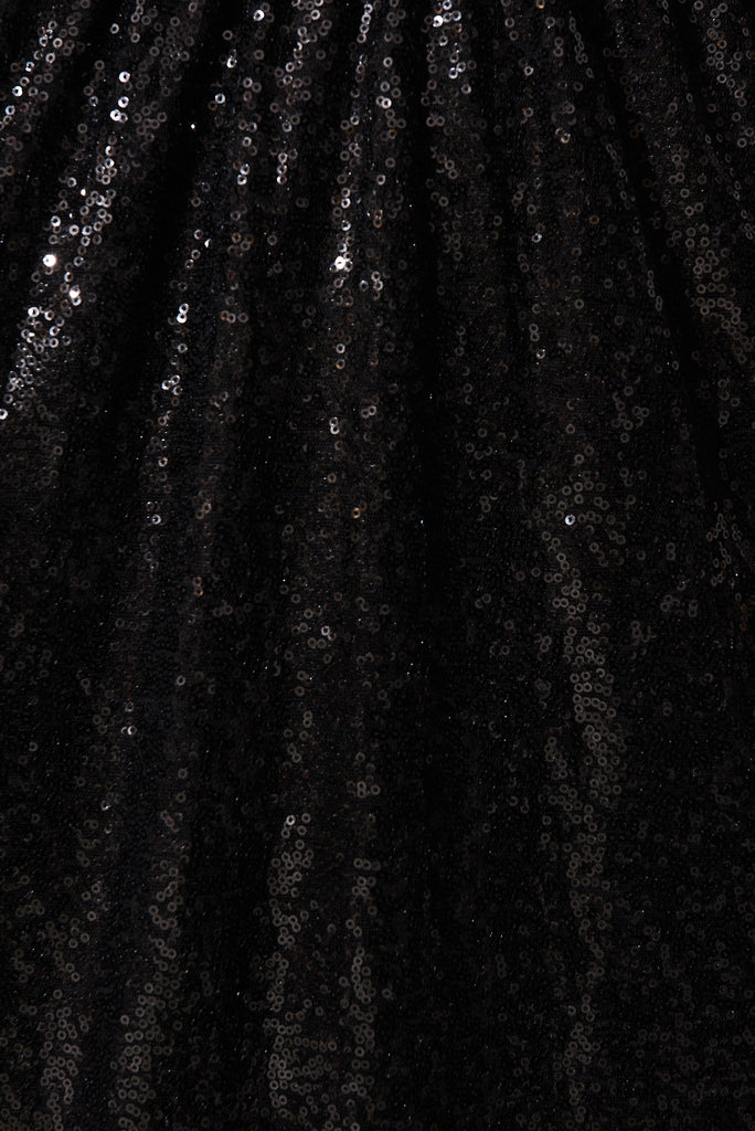 Livorno Midi Dress In Black Sequin - fabric