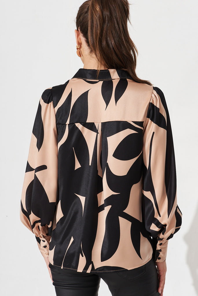 Callia Shirt In Brown With Black Print - back