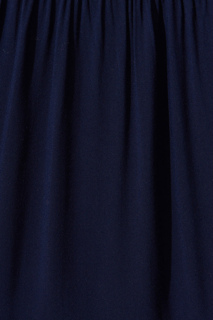 Nevi Tiered Midi Dress In Navy - fabric