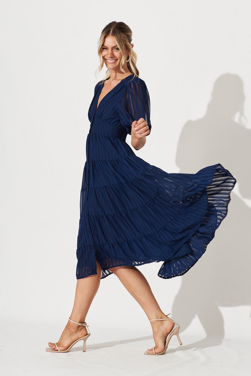 Modica Midi Dress In Navy Chiffon main image 0