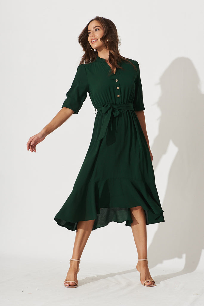 Jemimah Midi Dress In Emerald - full length